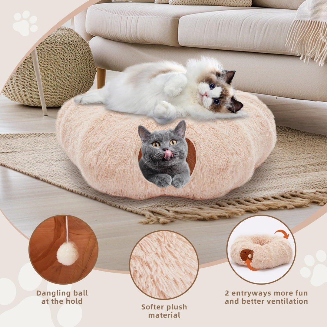 Peekaboo Plush Cat Tunnel Bed