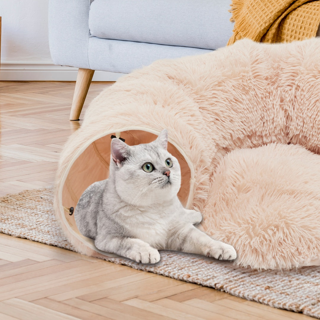 Peekaboo Plush Cat Tunnel Bed