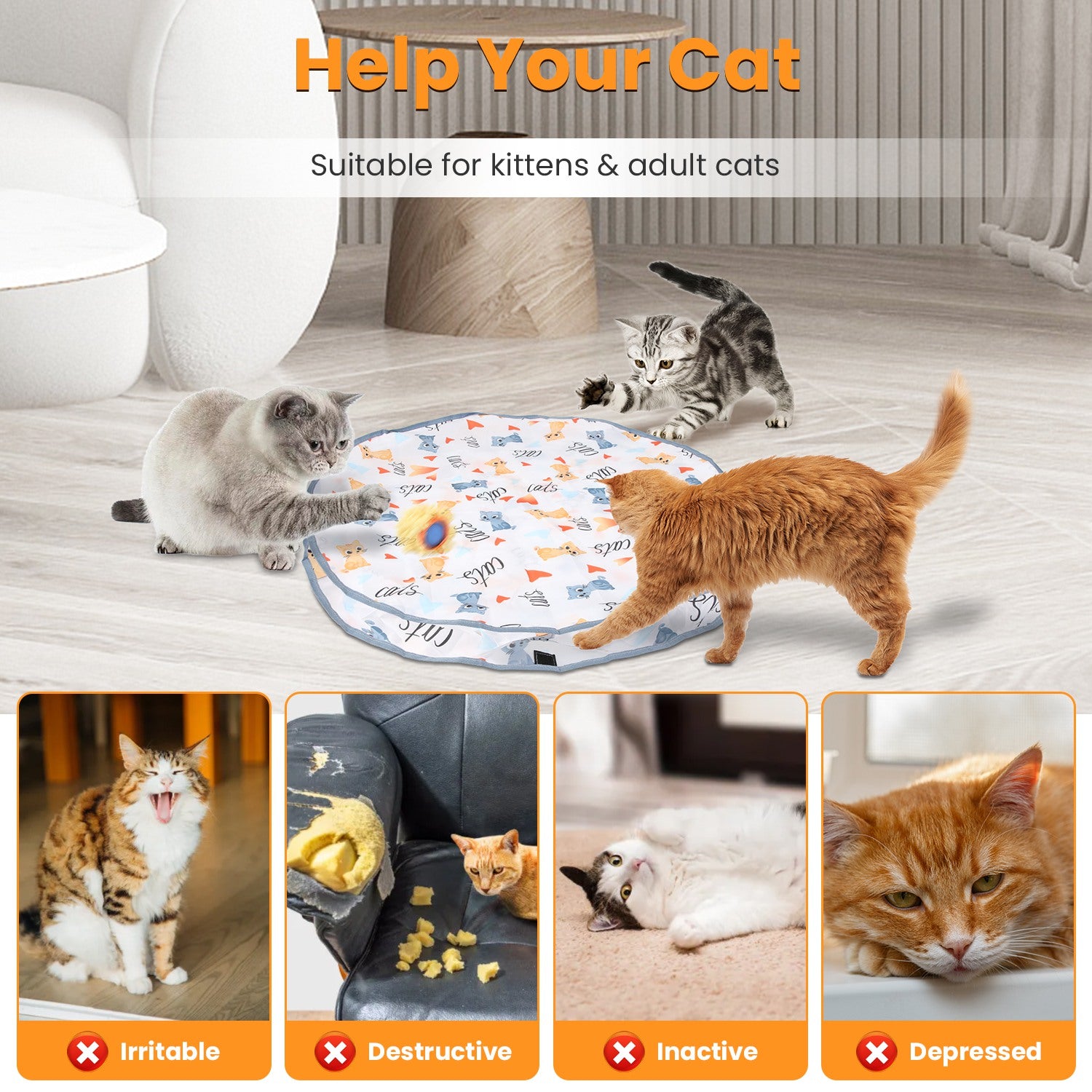 Rechargeable Motion Activated Interactive Cat Toy