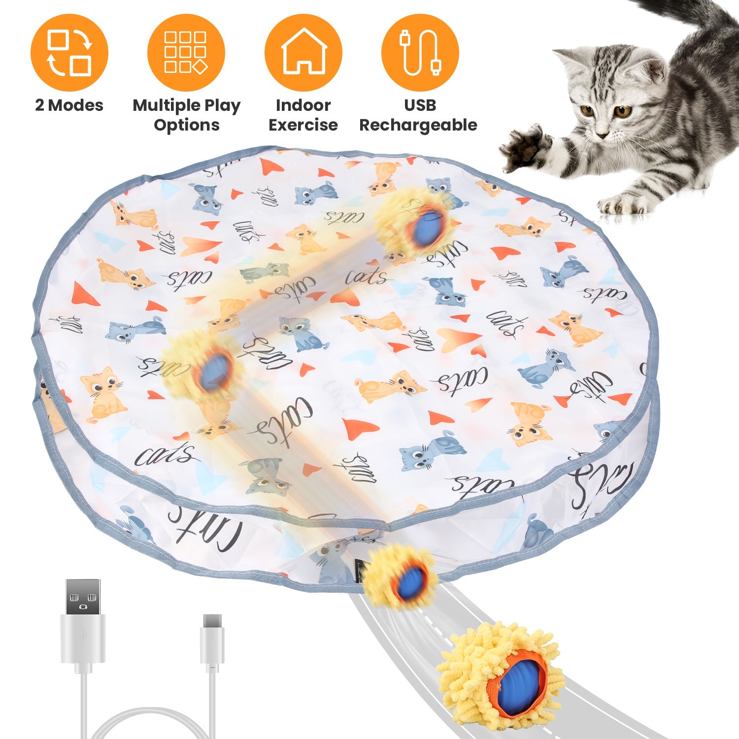 Rechargeable Motion Activated Interactive Cat Toy